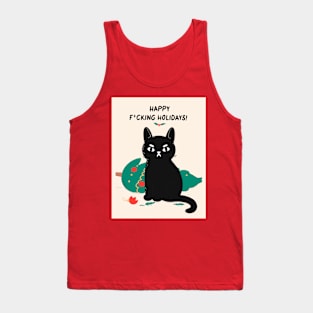 Happy F*cking Holidays! Angry cute Cat Tank Top